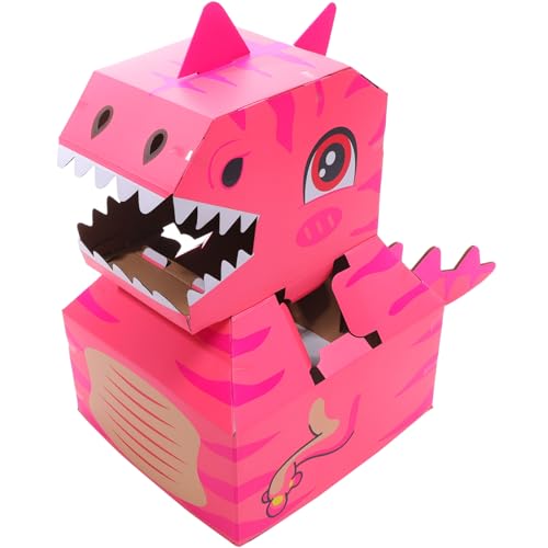 HANABASS 1 Satz Kartonmodell Dinosaurier- Dinosaurier-Modellbausatz Kinderspielzeug Dino- tragbares DIY- für Dinosaurierfiguren Papier Rosa von HANABASS