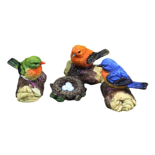 HANABASS 1 Satz Mikrolandschaftsvogel Nester Realistisch Mini Winzig Dekoration Gefiedert Simulation Vogelnest Landschaft Vogelfiguren Künstlich Klein Vogelfiguren Ornamente Harz von HANABASS