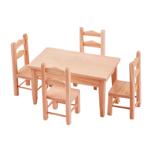 HANABASS 1 Satz Mini-Tisch und Stuhl-Set Miniaturmöbel Mini-Puppenhausmöbel Spielzeugküche Spielzeughaus Miniaturszene Mini-Möbelmodell Mini-Holztisch hölzern von HANABASS