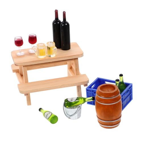 HANABASS 1 Satz Mini-Weinkeller Puppenhaus-Bierbecher Puppenhausmöbel Flasche kleine eiswürfel holztruhe klein weingläser Puppenhaus Eiswürfel Zubehör für die Puppenhausszene hölzern von HANABASS