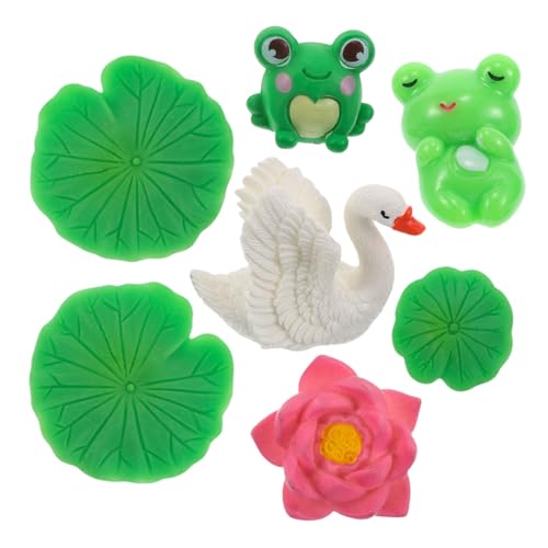 HANABASS 1 Satz Mini-froschschwan Deko Froschdekoration Aus Kunststoff Frosch Figur Skulptur Froschstatue Kleine Harztiere Mini-Frosch Frosch Zubehör Kleine Figuren Gartenfrösche Harz von HANABASS