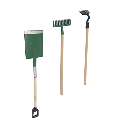 HANABASS 1 Satz Mini -gartenwerkzeugset Puppenhaus-miniaturen Gartenwerkzeuge Gartengeräte Mini-Schaufel Miniatur-landwirtschaftswerkzeuge Mini-Grubber Green Eisen von HANABASS