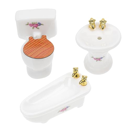 HANABASS 1 Satz Miniatur Keramik Toilette Set für Puppenhaus Teiliges Badezimmer Möbel Set aus Robustem Keramikmaterial für DIY Deko und Miniaturen HANABASS 1 Satz Miniatur Keramik Toilette Set für Puppenhaus Teiliges Badezimmer Möbel Set aus Robustem Keramikmaterial für DIY Deko und Miniaturen von HANABASS