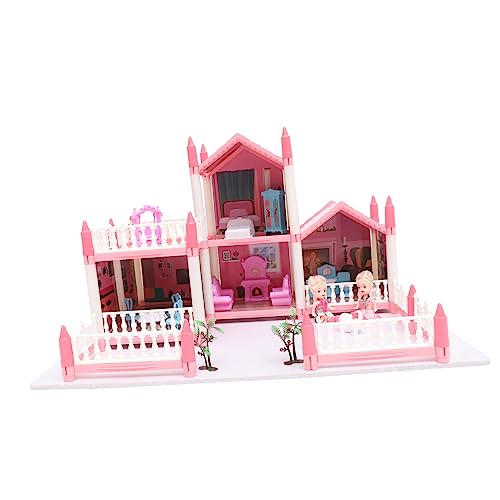 HANABASS 1 Satz Prinzessin Castle Miniaturhaus -Kits Miniaturhaus Kit zusammenbauen Mini Dollhouse Models Kit Puppenhaus-Miniaturbausatz zum Selbermachen Plastik Rosa von HANABASS