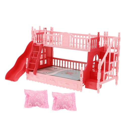 HANABASS 1 Satz Puppenbett 1 Puppenhausmöbel im Maßstab 12 Miniatur Mädchen puppenhaus Einrichtung puppenhaus Schlafzimmer Etagenbett für Puppen Möbel für Kleinkinder Plastik Rosa von HANABASS