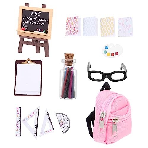 HANABASS 1 Satz Schulbag -Modell Mini-Vorräte Mini-Schulmaterial-Kit Minibuch für Puppenhaus Miniatur-Schulbedarf Hausspielzeug Kinderspielzeug Miniaturenbuch Holz von HANABASS