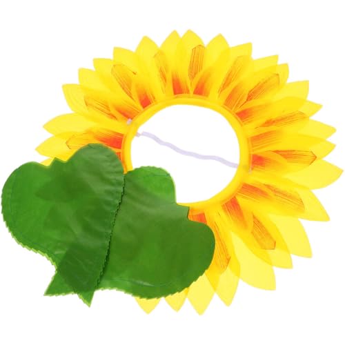 HANABASS 1 Satz Sonnenblumen Kopfstück mit Blatthandschuhen Lustiges Cosplay Kostüm für Partys Fotografie und Sonnenblume Kopfbedeckung und Grüne Handschuhe von HANABASS