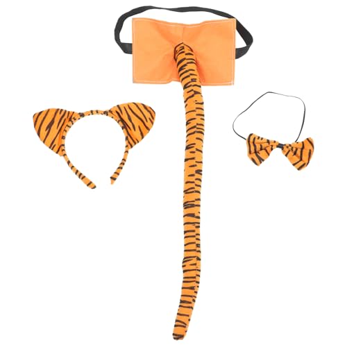 HANABASS 1 Satz Teiliges Tiger Kostüm Set für Haarreif mit Tigerohren Fliege und für Karneval Kostümparty und Rollenspiele aus Bequemem Material Realistische Gestaltung Langlebig von HANABASS