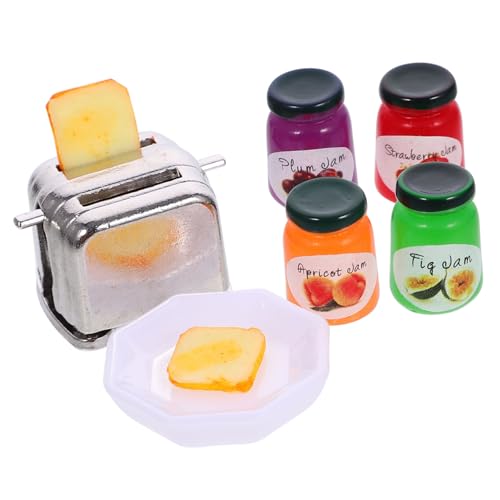 HANABASS 1 Satz Toaster Puppenhauszubehör Puppenhaus-Miniatur-Bäckerei Dekorationszubehör für Puppenhäuser Mini-Faux-Brot-Modell Mini-Brot- Spielzeughaus-Layout-Zubehör Harz von HANABASS