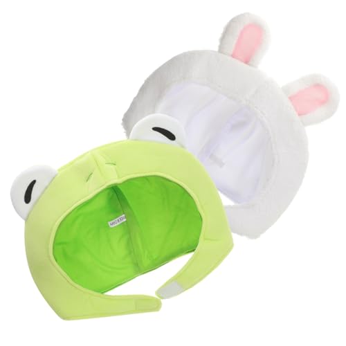 HANABASS 1 Set 2 Stück Tierohrenkopf Foto Requisiten Fell Froschohren Kostüm Tierhüte Niedliche Tiermütze Cartoon Kopfbedeckung Plüsch Tiermütze Froschohren Mütze Plüsch Froschmütze von HANABASS