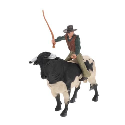 HANABASS 1 Set Cowboy Bullenmodell Actionfigur Realistische Cowboys Form Kleine Simulation Landspielzeug Spielzeugbullen Stierkampfmodell Bastelbulle Fotoornament von HANABASS