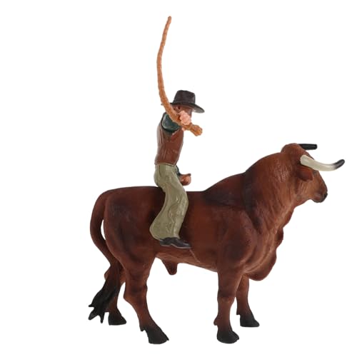 HANABASS 1 Set Cowboy Bullenmodell Cowboy Zubehör Bullenspielzeug Für Bullenfigur Spielzeugbullen Cowboy Kostüm Westernstall Cowboy Tortenaufsatz Western Cowboy Statuen von HANABASS