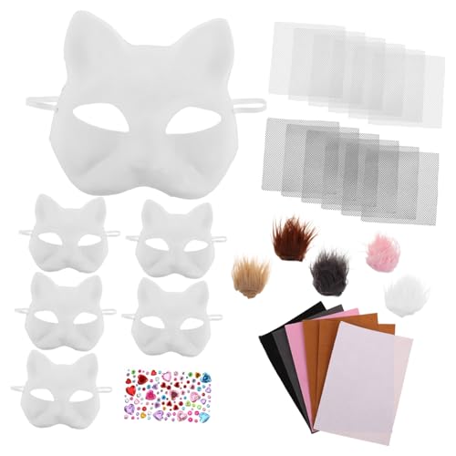 HANABASS 1 Set Katzenmasken Set Katzenmattenmaske Blankomasken Unbemalte Maske Katzenmaske Zum Bemalen Katzenmasken Bastelset Blanko Katzenmaske Weiße Katzenmaske Schlichte Weiße HANABASS 1 Set Katzenmasken Set Katzenmattenmaske Blankomasken Unbemalte Maske Katzenmaske Zum Bemalen Katzenmasken Bastelset Blanko Katzenmaske Weiße Katzenmaske Schlichte Weiße von HANABASS