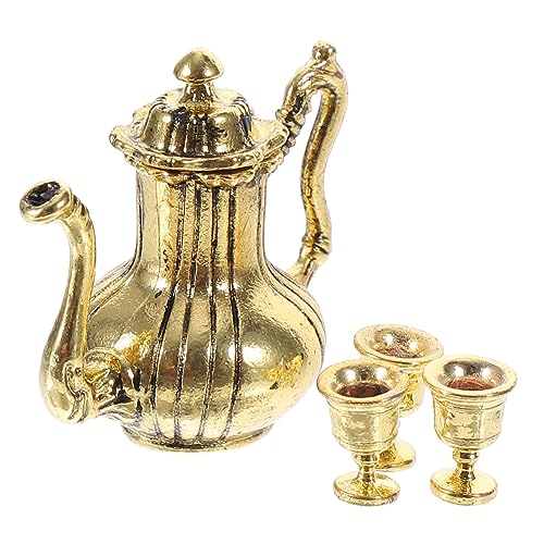 HANABASS 1 Set Mini Teeservice Tasse Miniatur Dinge Kleines Hauszubehör Puppenhaus Miniaturen Küchenspielset Mini Küchenzubehör Mini Miniatur Legierung Golden von HANABASS