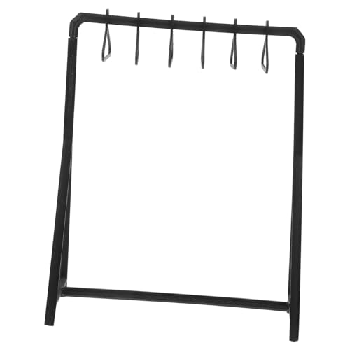 HANABASS 1 Set Mini Wäscheständer Mini Kleider Organizer Puppenkleidungs Display Puppenhausmöbel Miniatur Puppenhaus Zubehör Puppenhausmöbel Puppenkleiderständer Schwarzer von HANABASS