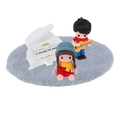 HANABASS 1 Set Tischdekorationen Puppenhaus Mini Klavierfiguren Musiknoten Dekorationen Miniaturinstrument Für Weihnachten Cartoon Paare Autodekoration Mini Klaviermodell Musikdekor Harz von HANABASS