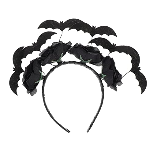 HANABASS 1 Stück Halloween Haarband Fledermaus Kopfschmuck mit Blumen für Kostüme und Festlichkeiten für Halloween Partys und Feiern mit Bequemem für Angenehmes Tragen von HANABASS