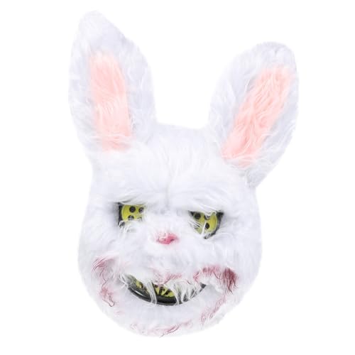 HANABASS 1 Stück Horror Kaninchen Maske aus Plüsch Blutige Halloween Gesichtsabdeckung für Kostümpartys für Halloween Ostern und Karneval Für Unvergessliche bei Partys von HANABASS