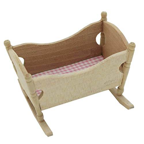 HANABASS 1 Stück Wiege des Puppenhaus Kind Miniaturen Wiegenmodell Puppenhaus-miniaturmöbel Krippe Mini-Cradle-Modell Modell Der Heimwiege Möbel Miniatur Hölzerne Wiege Stoff von HANABASS