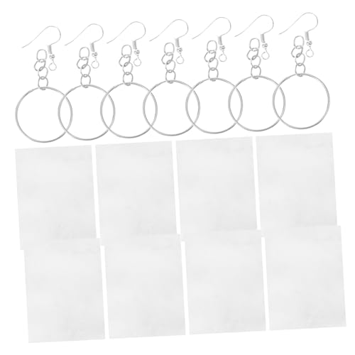HANABASS 10 Blatt Teiliges DIY Schrumpffolien Set Halbtransparent mit Handbemalten Motiven Inklusive Silbernen Ohrhaken und Schlüsselringen zum Basteln von Schlüsselanhängern und Schmuck von HANABASS