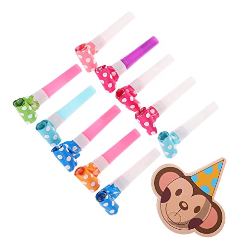 HANABASS 10 Sätze Kindergeburtstag Party Tröten mit Lustigen Affen Motiven Bunte Geburtstags Pfeifen als Kleine Mitgebsel Einfache Party Noisemaker für Fröhliche und Spaß für Erwachsene von HANABASS