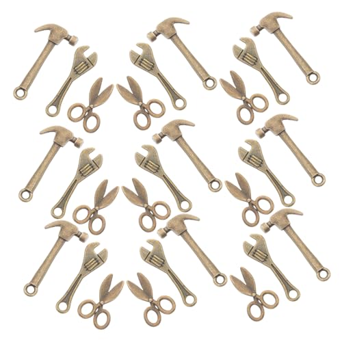 HANABASS 10 Sätze Teiliges Miniatur-werkzeugset aus Legiertem mit Mini-schraubenschlüssel Schere und Hammer Realistische Stabile Bastelwerkzeuge für Puppenhaus-DIY und Modellbau-hobbyisten von HANABASS