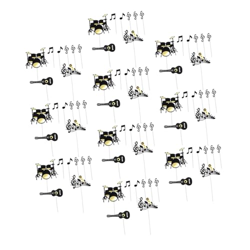 HANABASS 10 Sets Cupcake Topper Mit Musikinstrumenten Gitarre Kuchen Cupcake Dekorativer Jubiläums Kuchenaufsatz Musikalische Kuchendekorationen Musik Happy von HANABASS