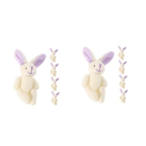 HANABASS 10 Stck. Teiliges Mini Plüschhasen Weiche Bewegliche Kuscheltiere in Weiß mit Ohren Süße Bunny Deko für Mädchen Partygeschenke und Rucksackanhänger von HANABASS