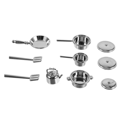 HANABASS 10 Stück Küchenutensilien und Zubehör Doll House Food Küche Mini-Küchendekoration Miniatur-Küchengeschirr Küchenutensilien für kleine Häuser Legierung Silver von HANABASS