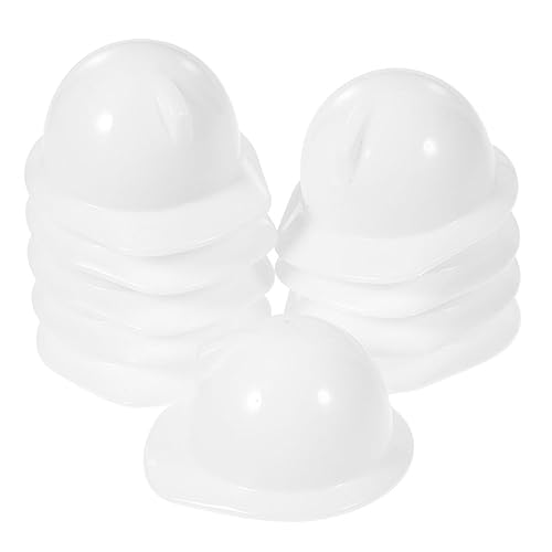HANABASS 10 Stück Mini-Bauhut kuchendekoration tortendeko firmung Puppenkleidung Accessoire Puppenhut Zubehör Modellbau Zubehör Kind Kappe Helm für Minipuppe Minihelm für Puppe Plastik Weiß von HANABASS
