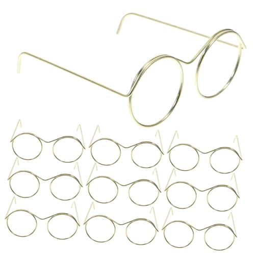 HANABASS 10 Stück Mini-Brillenspielzeug Miniatur-Puppengläser Puppenzubehör winzig Minibrille für Puppe metallische Gläser Miniaturbrille Minipuppenbrille Puppe Sonnenbrille Stahl Golden HANABASS 10 Stück Mini-Brillenspielzeug Miniatur-Puppengläser Puppenzubehör winzig Minibrille für Puppe metallische Gläser Miniaturbrille Minipuppenbrille Puppe Sonnenbrille Stahl Golden von HANABASS
