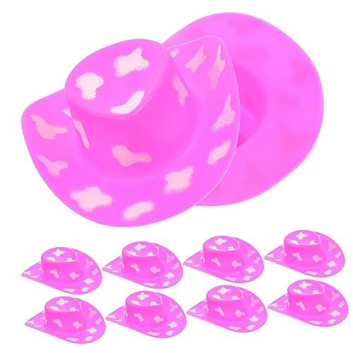 HANABASS 10 Stück Mini-Cowboyhut Party Cowgirl Dolly Puppe Schüttgut Dekorationen Hutverzierung kleine Tortenhüte Kuchenhut-Accessoire DIY -Kappen Kuchen Hut Plastik von HANABASS