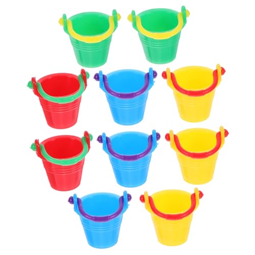 HANABASS 10 Stück Mini-Eimer winzig dekorativer Eimer klein Größe Miniaturen für kinderspielzeug Niedliche Dekoration spielzeugeimer Miniatur-Eimer Puppenhaus Eimer Plastik von HANABASS