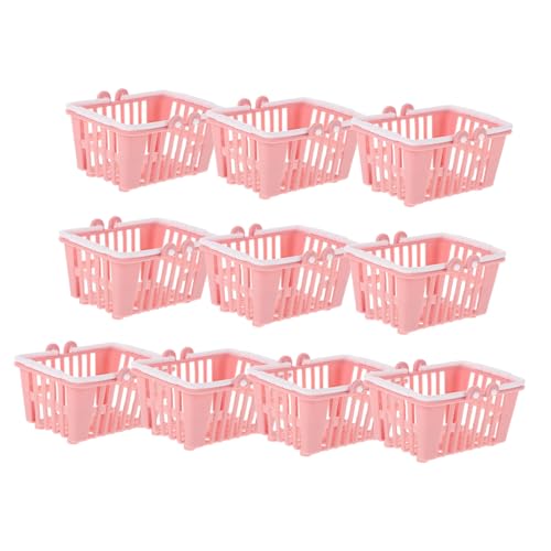 HANABASS 10 Stück Mini Einkaufskorb für Puppenhaus Teiliges mit Handgriffen Zubehör für Kreatives Rollenspiel und Miniatur Szenen Charmante Gestaltung von HANABASS
