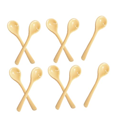 HANABASS 10 Stück Mini-Eisportionierer Miniatur Nachtisch winzig Zubehör Puppenhaus klein Mini House Accessory Mini Kaffeelöffel Mini -Löffel Mini-Löffel Mini-Geschirrmodell Harz Gelb von HANABASS