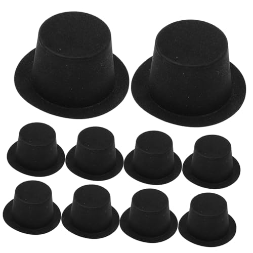 HANABASS 10 Stück Mini-Kappe Miniatur -top -hüte Handwerk Schneemann-Hut Klein Mini-Zylinder Für Puppe Schneemann-Cosplay-Hut Schaum Schneemannmützen Puppenhaus Drinnen Kind Schwarz Plastik von HANABASS