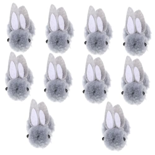 HANABASS 10 Stück Plüsch Häschen Cuddly Bunny Cute Accessories bisschen trauzeugengeschenke stirntuch Kaninchen Ohren Puppe DIY Kleidungsverzierung Kleidungsstückverzierung Grey von HANABASS
