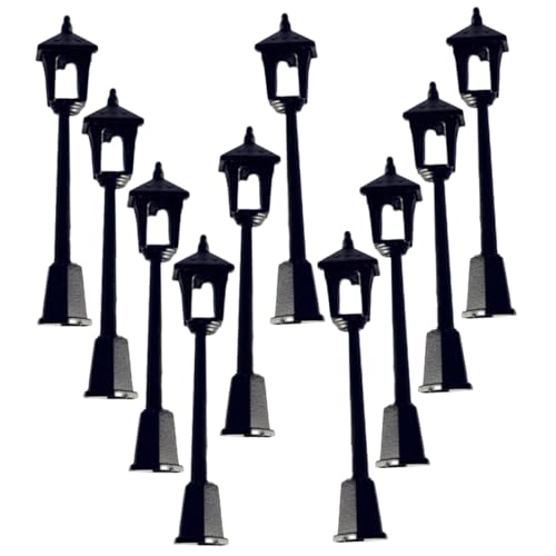 HANABASS 10 Stück Simuliertes Straßenlichtmodell klein Modell Straßenlaternen Puppenhauslichter winzig Straßenlaternenstütze Mini-Straßenlaterne Miniatur -Straßenlampe Plastik Schwarz von HANABASS