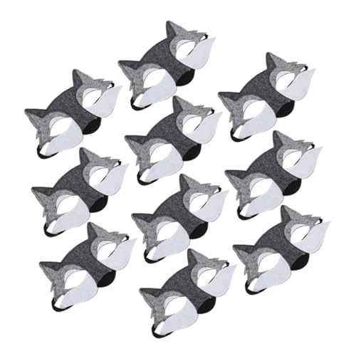 HANABASS 10 Stück Teiliges Graue Halbgesichts Wolfsmaske aus Atmungsaktivem Filz für Halloween Tierkostüm Cosplay Maske Wiederverwendbar Leicht und Bequem für Maskerade Party und HANABASS 10 Stück Teiliges Graue Halbgesichts Wolfsmaske aus Atmungsaktivem Filz für Halloween Tierkostüm Cosplay Maske Wiederverwendbar Leicht und Bequem für Maskerade Party und von HANABASS