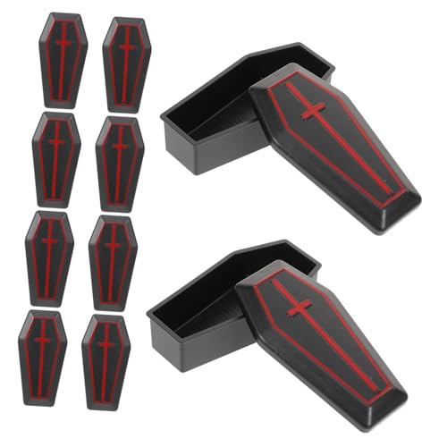 HANABASS 10 Stück Teiliges Halloween Miniatur Sargbox mit Deckel Realistische Leichte Kunststoff Sargdekoration für Party Bar und Gruselige Halloween Deko Tragbare Prank Requisiten von HANABASS
