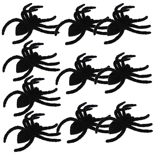 HANABASS 10 Stück Teiliges Halloween Spinnenspielzeug Realistische Schwarze Spinnen Dekoration für Party Leichte Gruselige Halloween Ornamente für Bühne Heimdekoration und von HANABASS