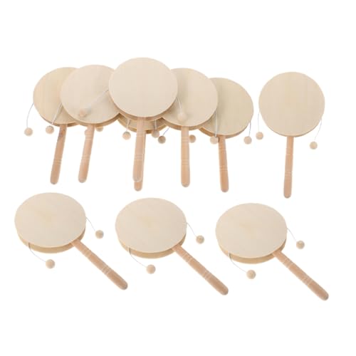 HANABASS 10 Stück Teiliges Kid Monkey Drum Unbehandelte Holz Rasseltrommeln Percussion Instrumente DIY Bemalung Leicht und Sicher für Kreative Handwerks Spielzeuge für Kleinkinder von HANABASS