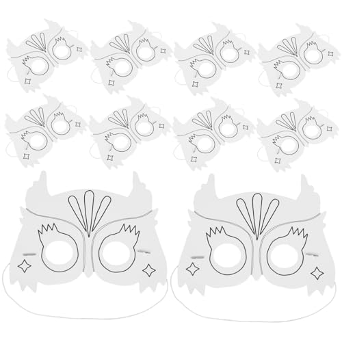 HANABASS 10 Stück Teiliges Leere Tiermasken aus Papier Eulenform Leicht zu Bemalen Diy Bastelmasken für Kinderparty Halloween Karneval Sichere und Bequeme Kindermasken zum Ausmalen HANABASS 10 Stück Teiliges Leere Tiermasken aus Papier Eulenform Leicht zu Bemalen Diy Bastelmasken für Kinderparty Halloween Karneval Sichere und Bequeme Kindermasken zum Ausmalen von HANABASS