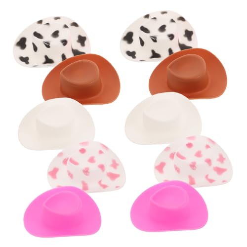 HANABASS 10 Stück Teiliges Mini Cowboy Hüte aus Kunststoff Bunte Mini Cowgirl Hüte für DIY Bastelprojekte Puppenhaus Dekorationen Cowboy Party Zubehör Detailreich und Charmant Gestaltet von HANABASS