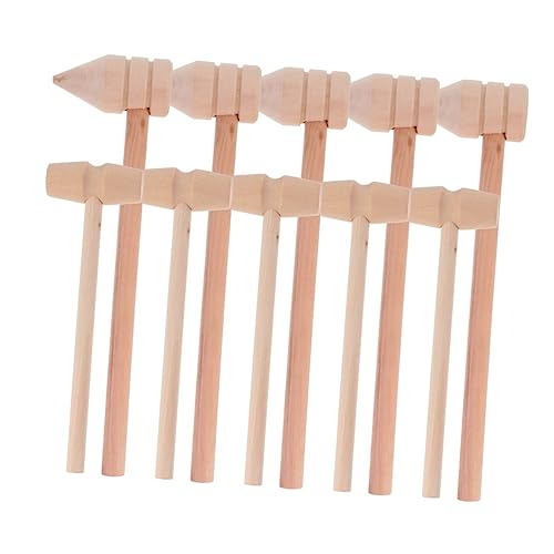 HANABASS 10 Stück Teiliges Mini Holzspielzeug Hammer für Kleine Holzklopfer mit Spitzem und Flachem Kopf Robustes Langlebiges Holzspielzeug für Jungen und Mädchen Pädagogisches von HANABASS