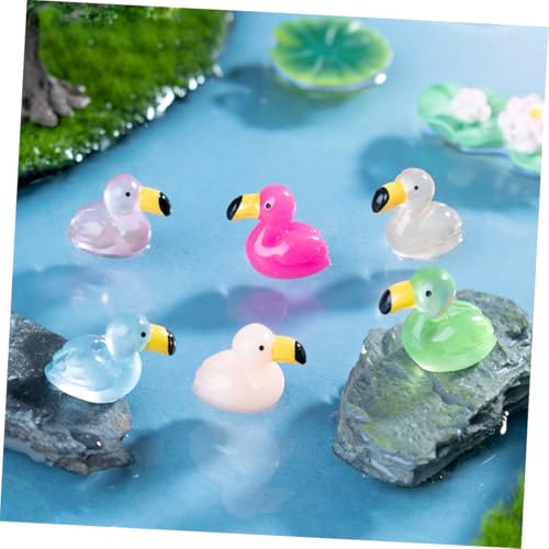 HANABASS 10 Stück Teiliges Mini Resin Flamingo Lebensechte Leuchtende Figuren für Garten Mikro Landschaften Aquarium Kreative DIY Dekoration Detailreich Farbenfroh Vielseitig Einsetzbar von HANABASS