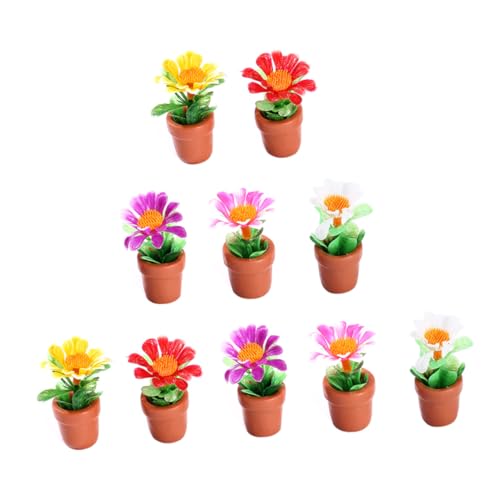 HANABASS 10 Stück Teiliges Miniatur Bonsai Modell aus Langlebigem Resin Kleine Künstliche Topfpflanzen für Mini Garten Dekoration Leicht und Pflegefrei für Zuhause und Büro von HANABASS