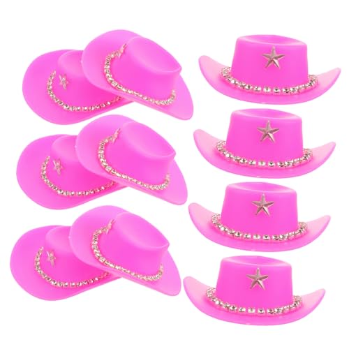 HANABASS 10 Stück Teiliges Miniatur Cowboyhüte mit Strasssteinen Kunststoff Mini Hüte für Puppen Dekoration DIY Party Accessoires Stabil Leicht für Bastelprojekte und Doll Kostüme von HANABASS
