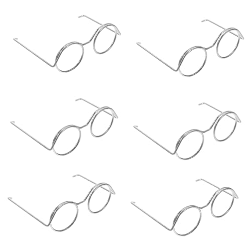 HANABASS 10 Stück Teiliges Miniatur Puppenbrillen ohne Gläser Leichte Stabile Metallrahmen für DIY Bastelprojekte Niedliche Accessoires zur Puppenkleidung Langlebig und Tragbar von HANABASS