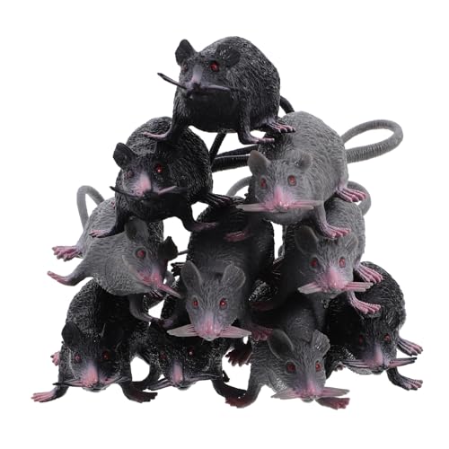 HANABASS 10 Stück Teiliges Realistisches Halloween Ratten aus Robustem Wiederverwendbare Gruselige Dekofiguren und Schwarz für Streiche Halloween Partys und Geisterhaus Dekoration von HANABASS